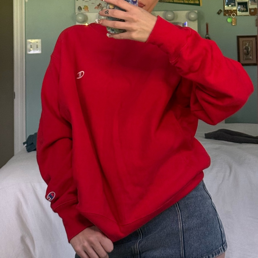 Red Champion Crewneck